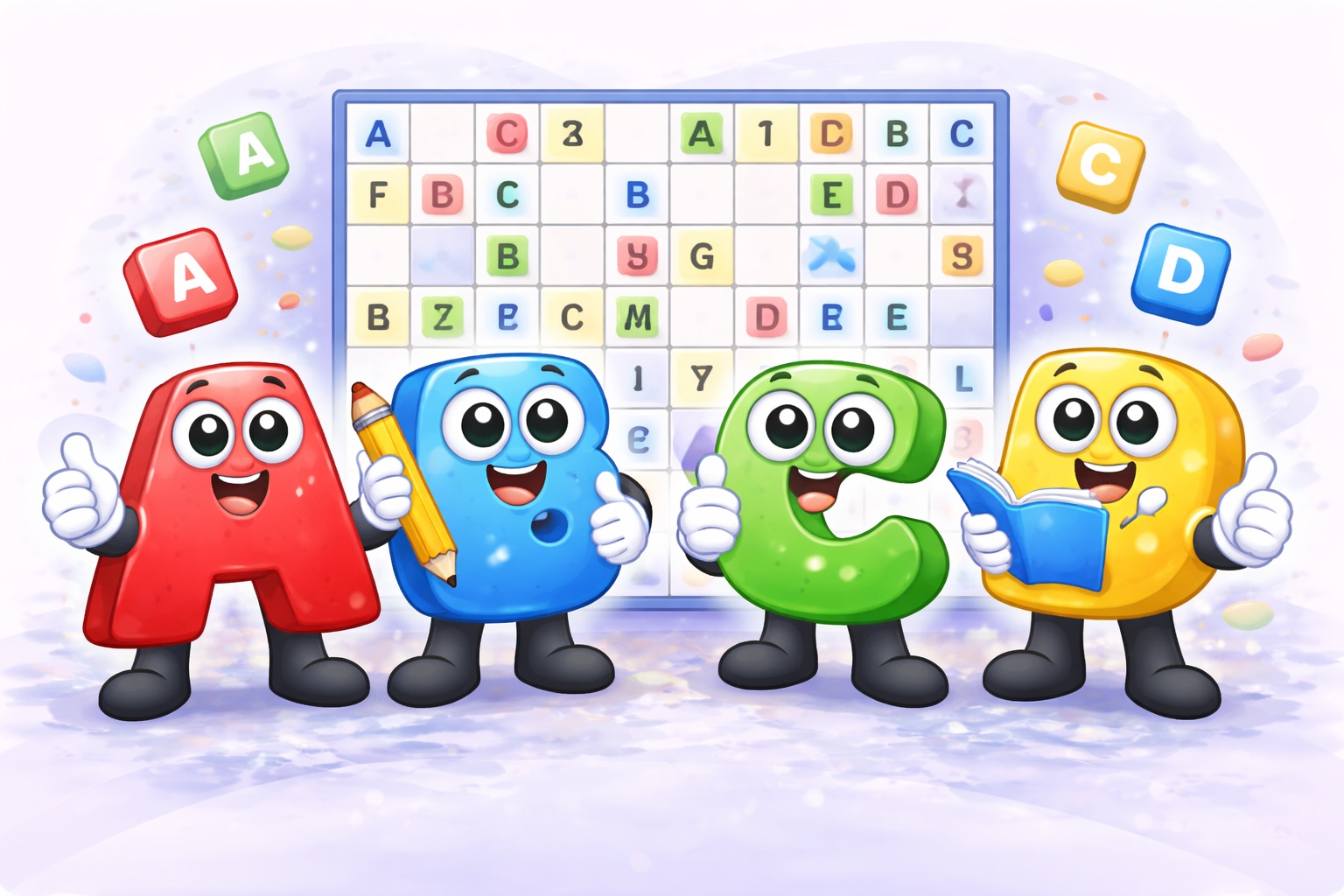 Alphabet Sudoku grid with random letters from A to Z