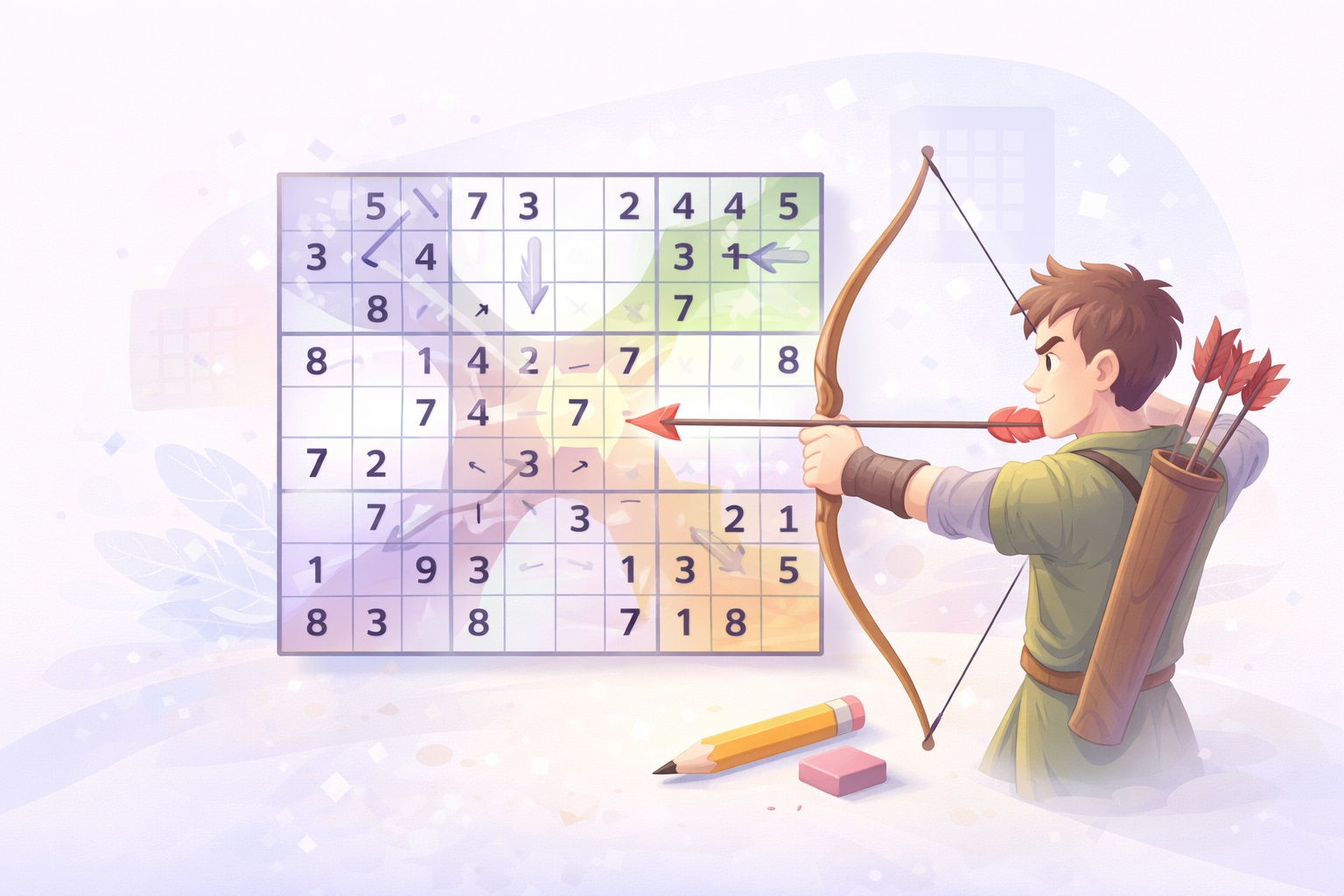 Arrow Sudoku grid with arrow constraints linking circle cells to path cells