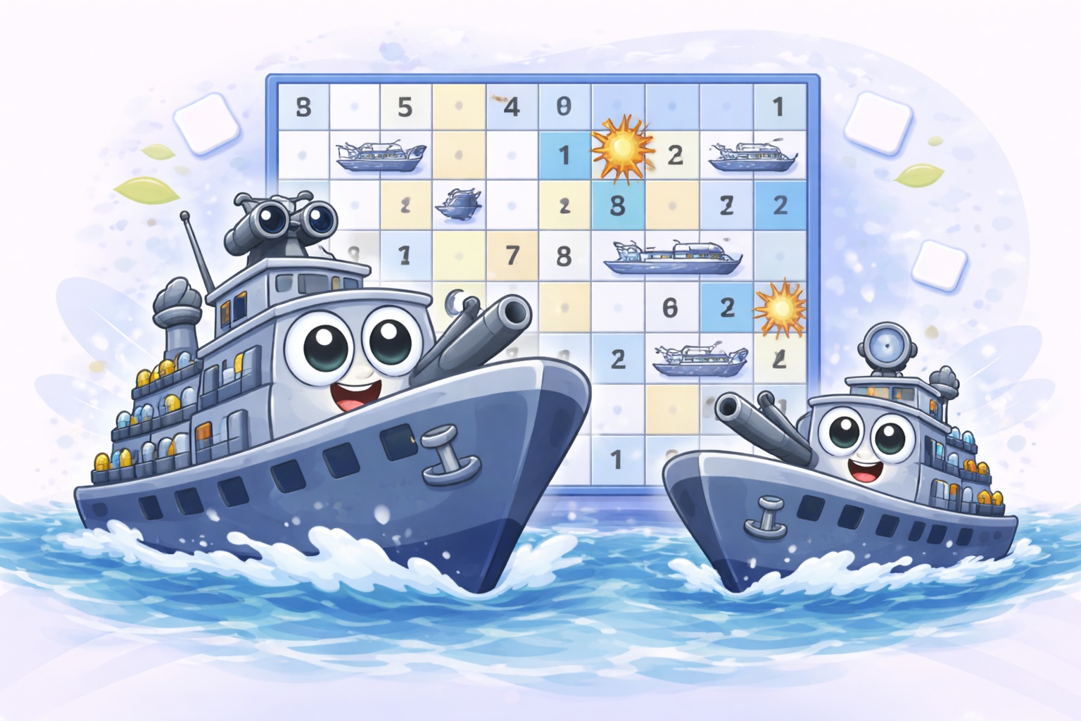 Battleship Sudoku grid with ship segments and row column counts