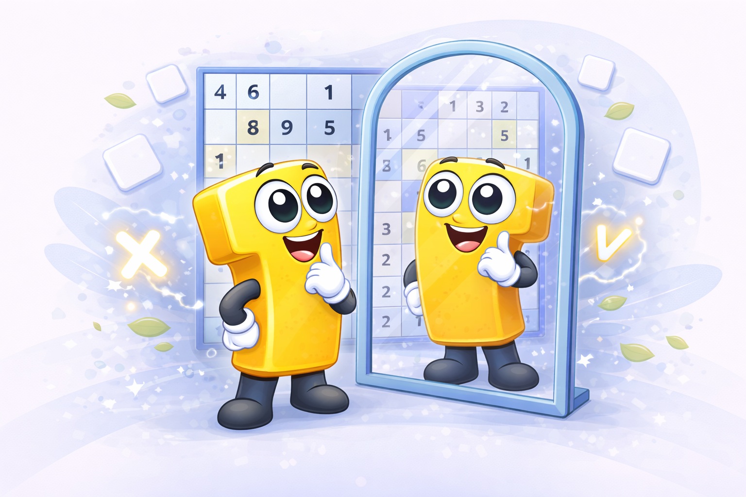 Mirror Sudoku grid with 180° rotational symmetry constraint