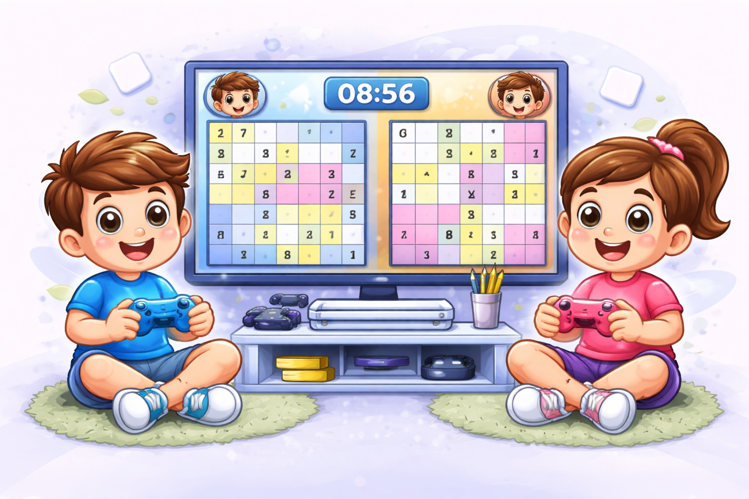 Multiplayer Sudoku grid for two players competing head to head