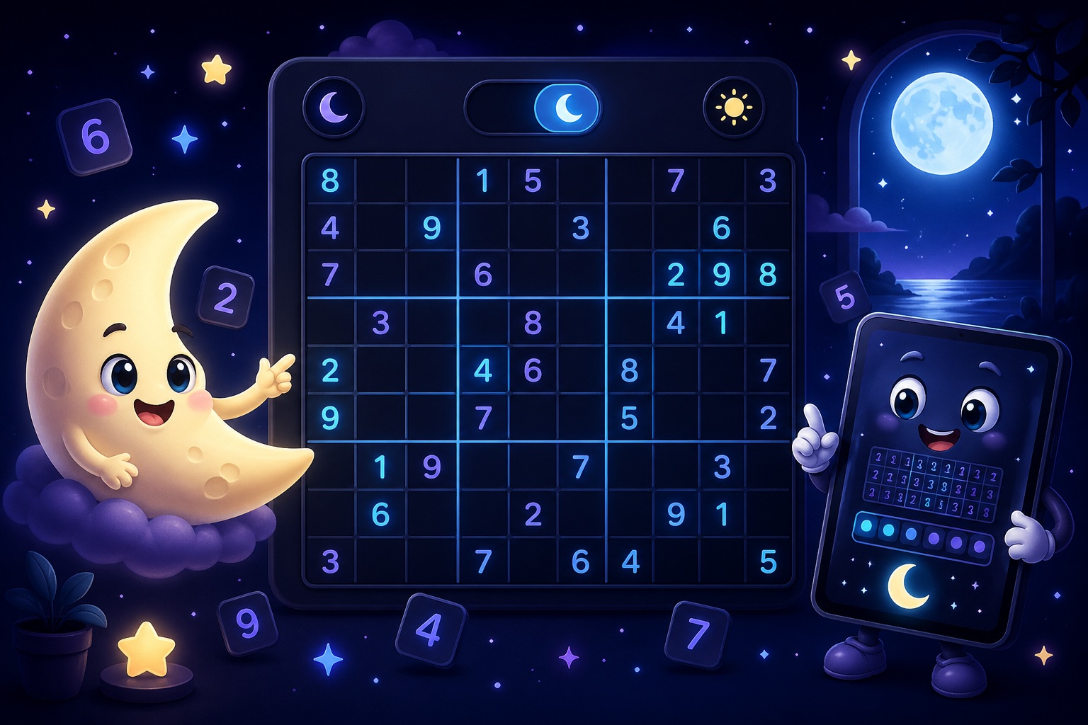 Sudoku dark mode 9x9 grid