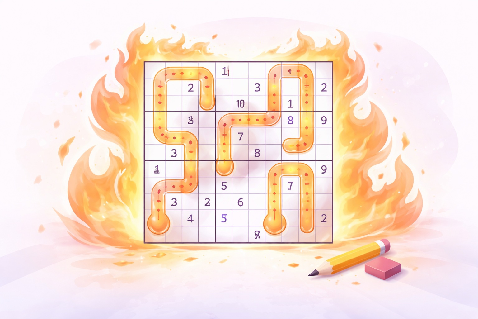 Thermo Sudoku grid with thermometer constraints