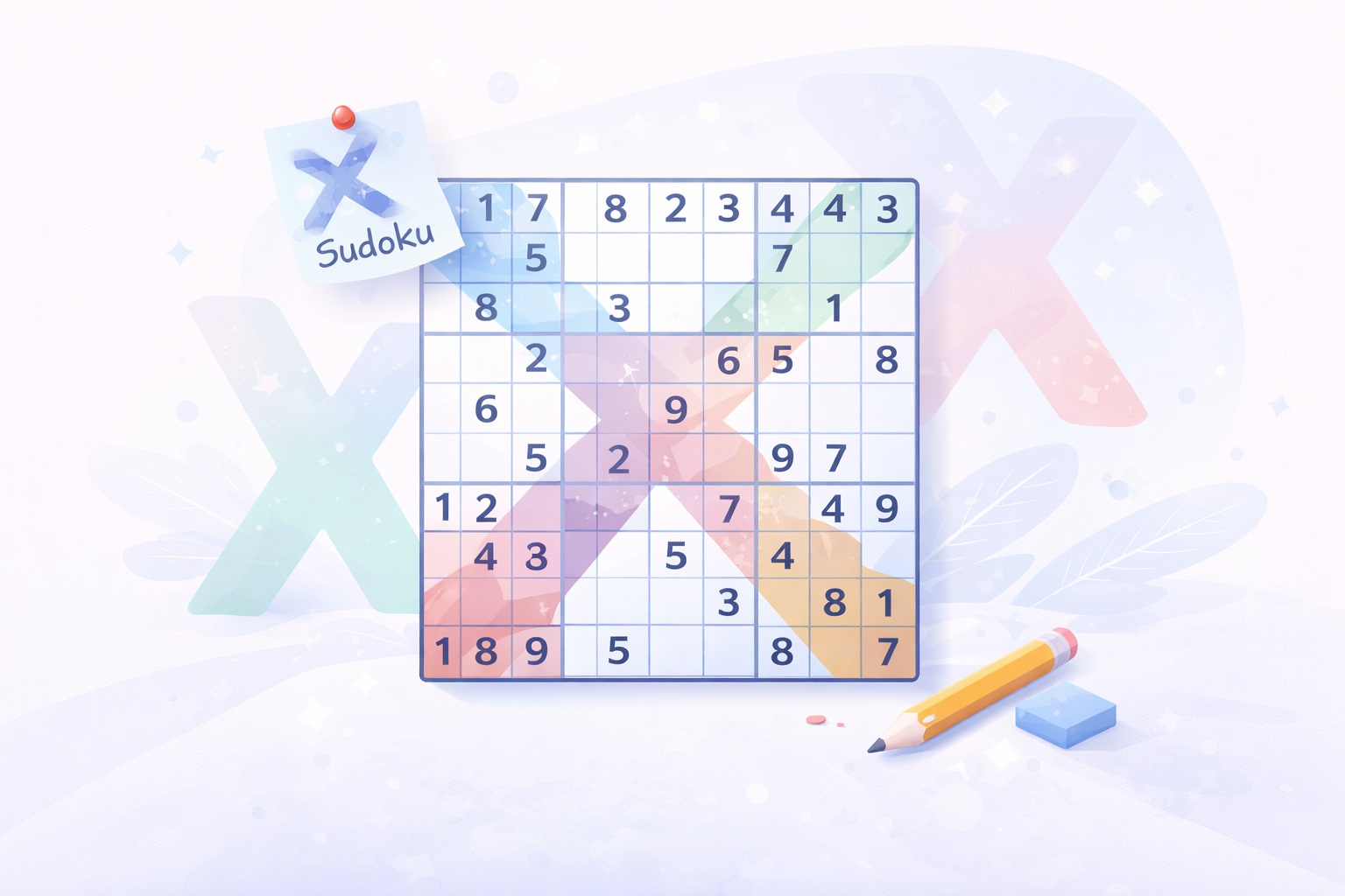 X Sudoku grid with highlighted diagonals