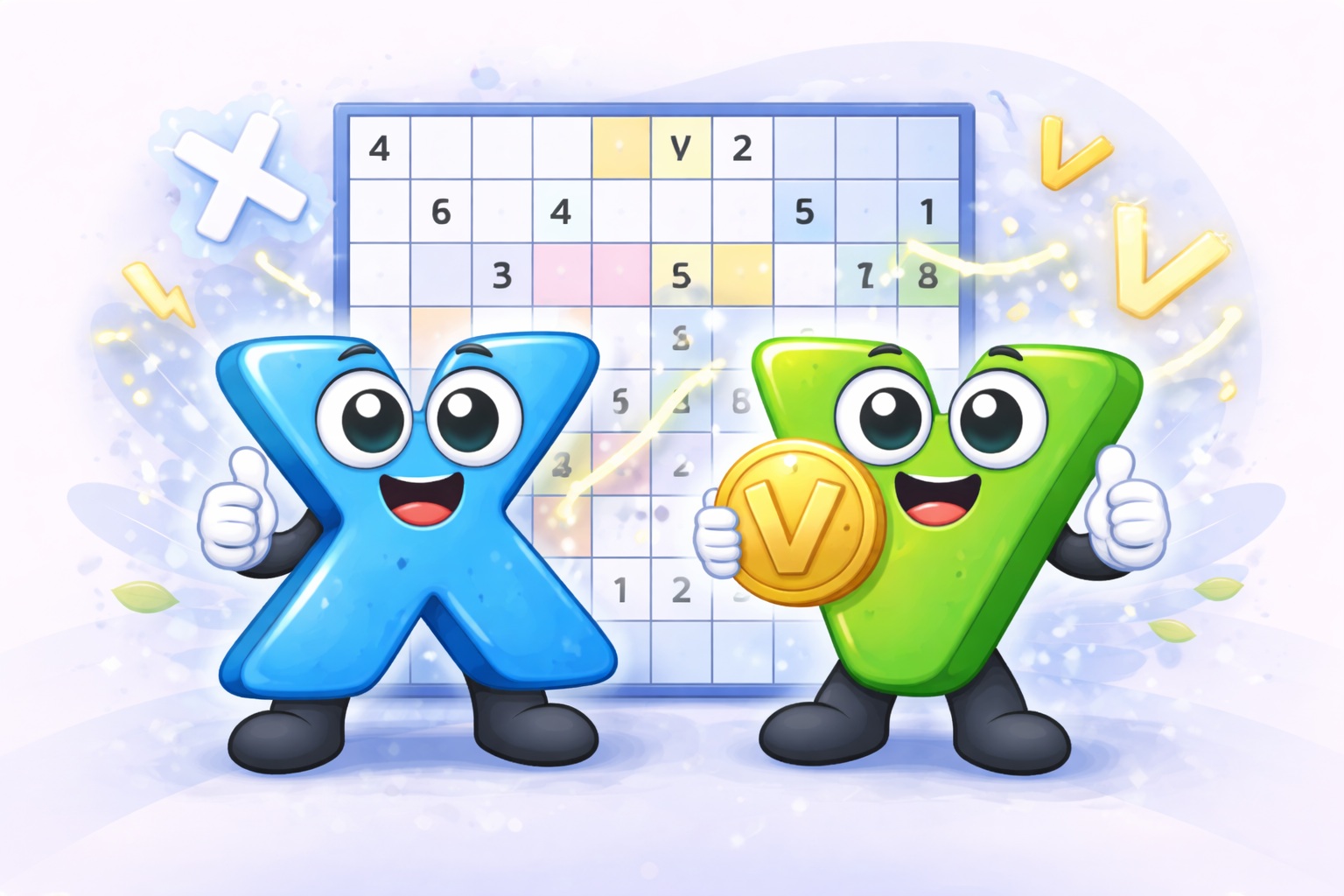 XV Sudoku grid with Roman-numeral sum markers between cells