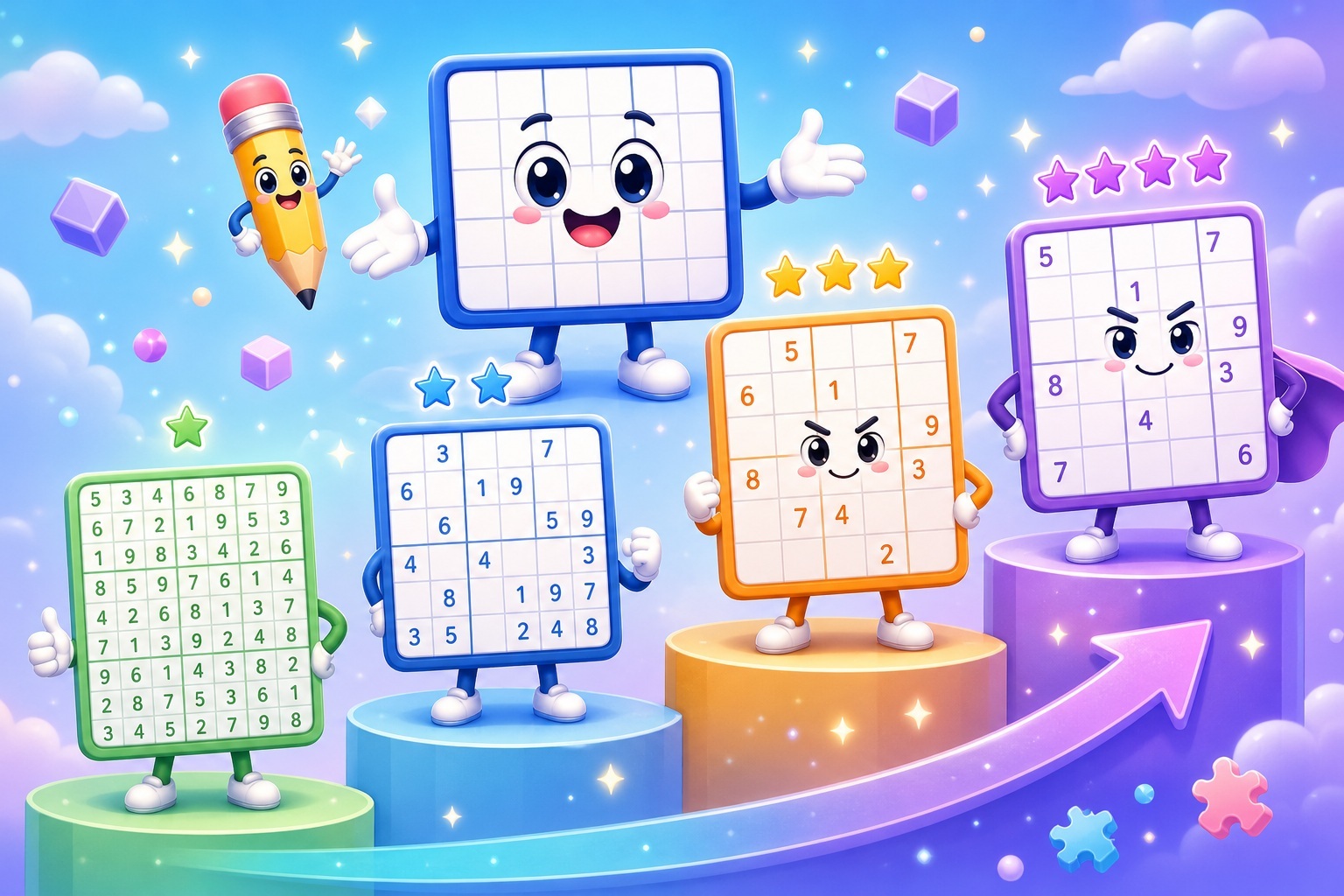Guide des niveaux de difficulté Sudoku avec grilles faciles, moyennes, difficiles et expertes